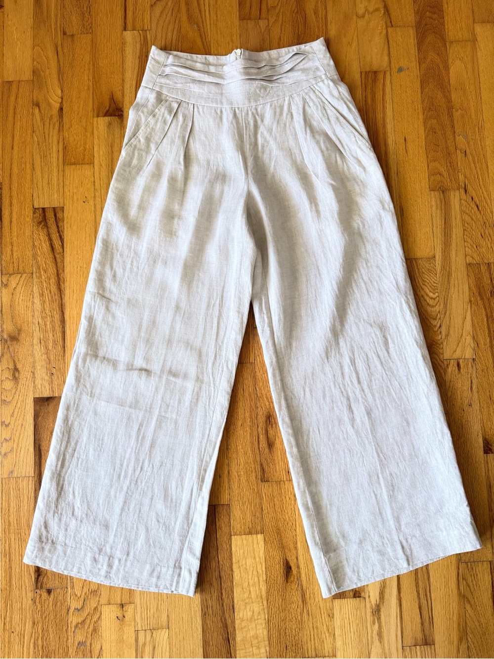 Custom Tailored Linen High Rise Wide Leg Pleated Trouser Pants - Picture 2 of 6